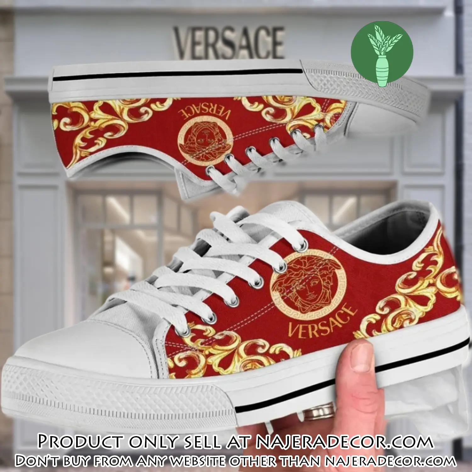 Versace medusa red golden low top canvas shoes luxury brand gifts for men women njr2651979